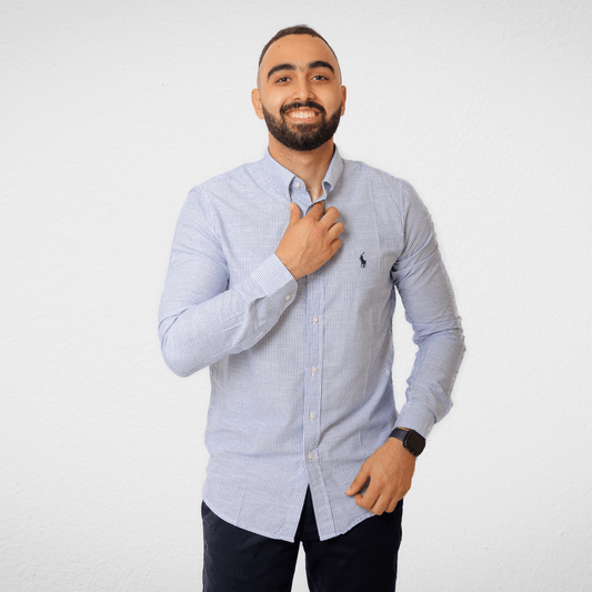 Men Summer 23 Men Shirt Men Polo Shirt - Stripped - Blue x White