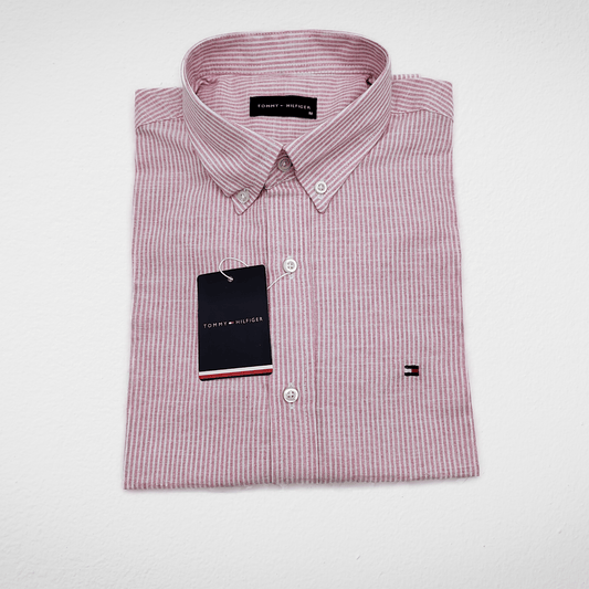 Men Summer 23 Men Shirt Men Shirt - Stripped - Pink x White