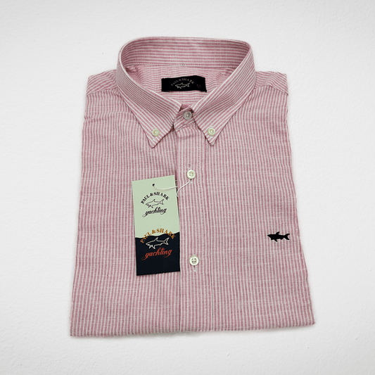 Men Summer 23 Men Shirt Men Shirt - Stripped - Pink x White