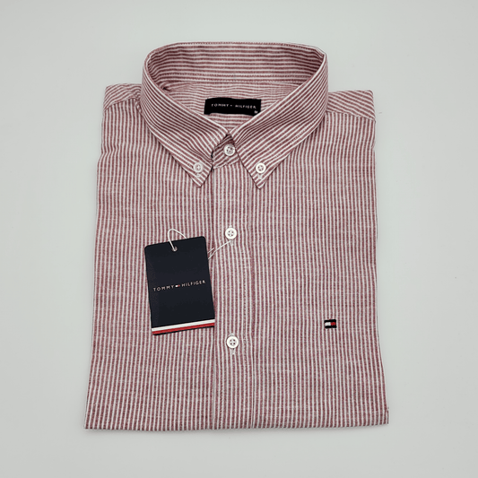 Men Summer 23 Men Shirt Men Shirt - Stripped - Red x White