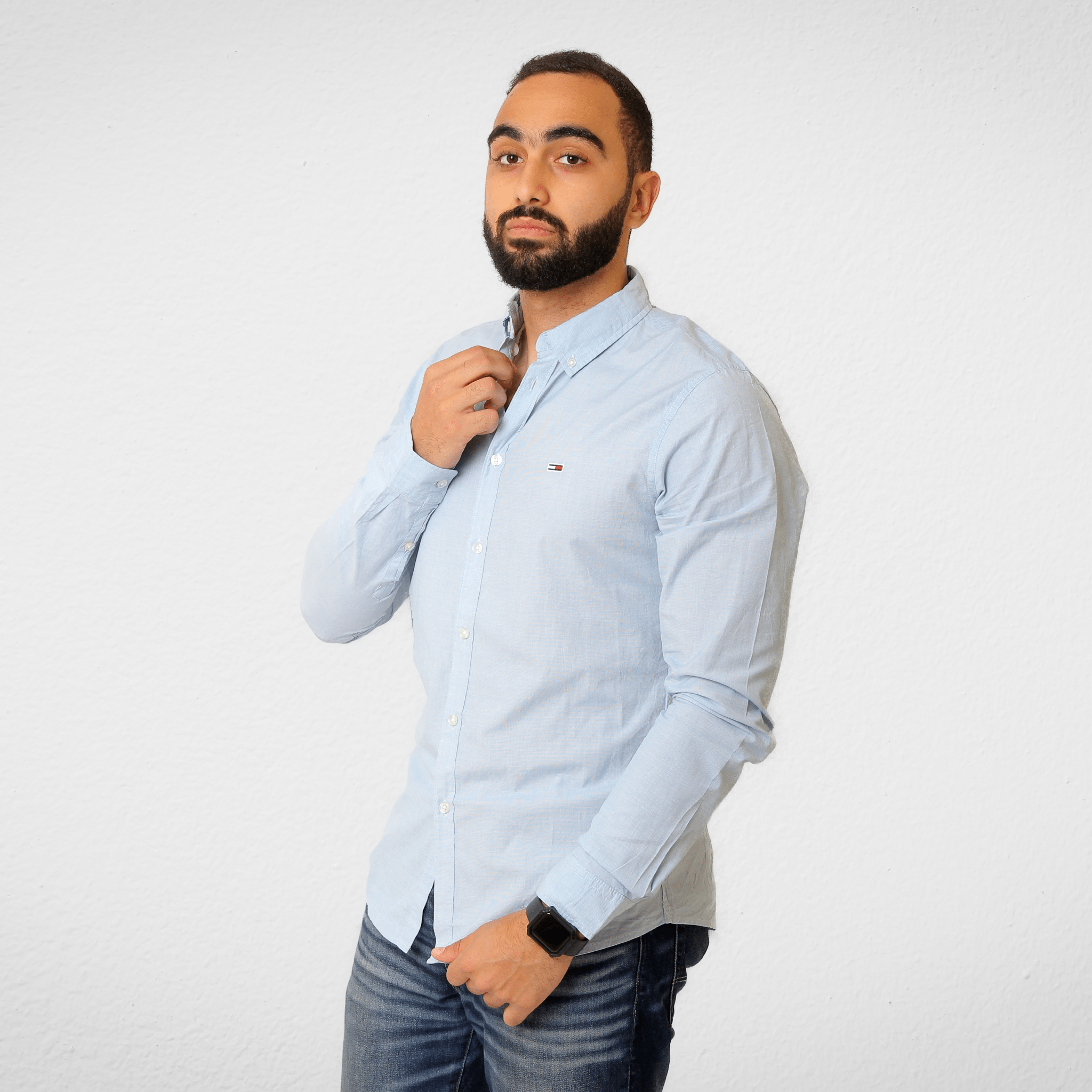 Men Summer 23 Men Shirt Men Slim-Fit Shirt - TH - Baby Blue