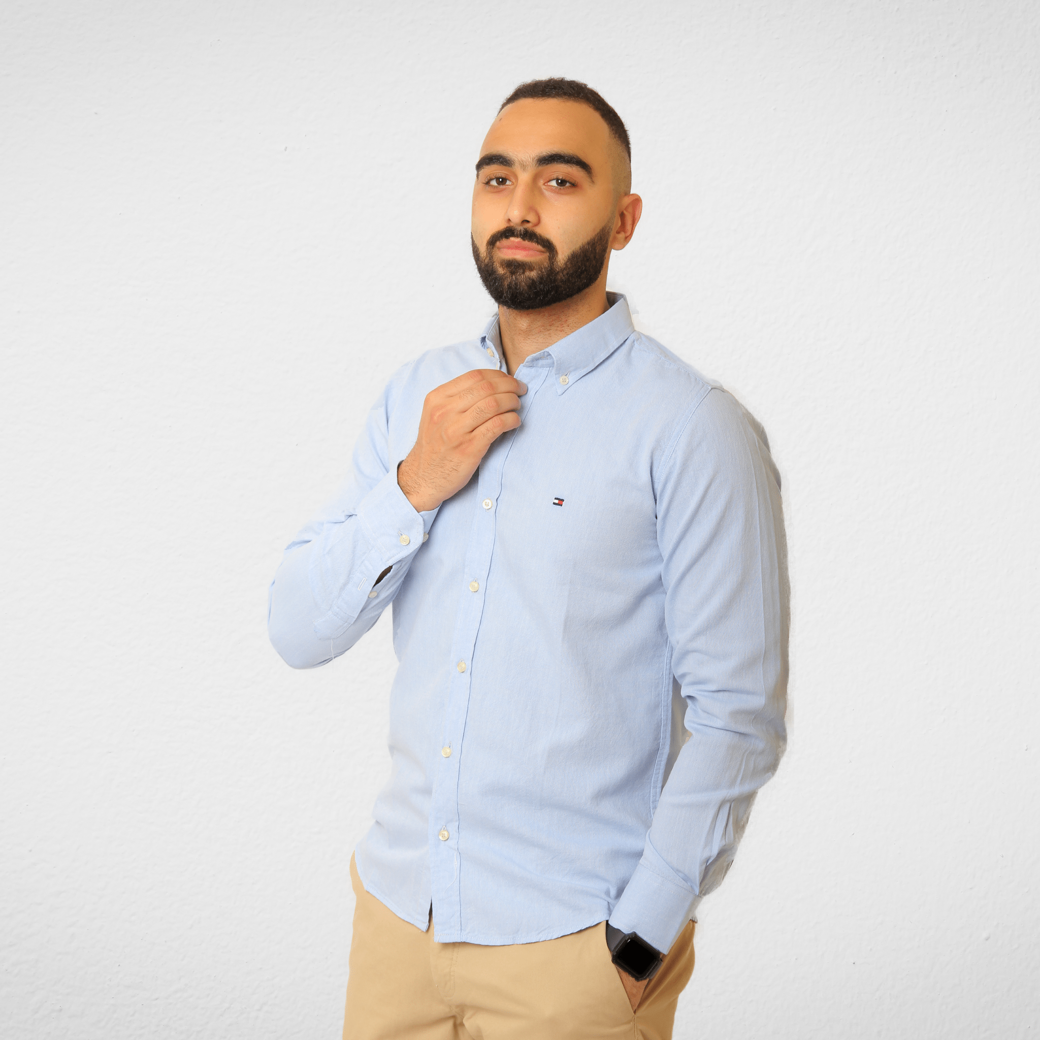 Men Summer 23 Men Shirt Men TH Shirt - Plain - Baby Blue