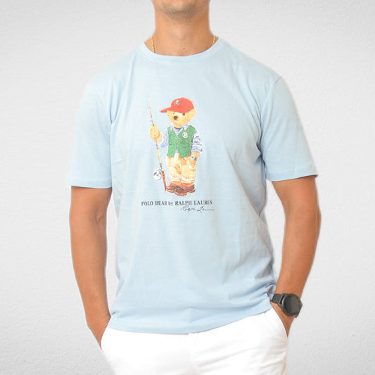 Men Summer 23 Men T-Shirt Bear Polo T-Shirt - Baby Blue