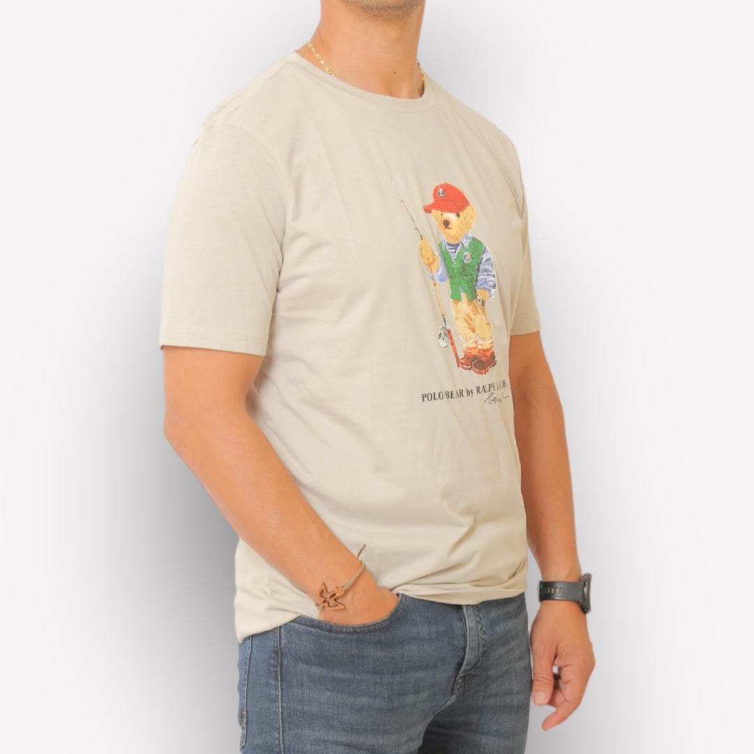 Men Summer 23 Men T-Shirt Bear Polo T-Shirt Men - Beige