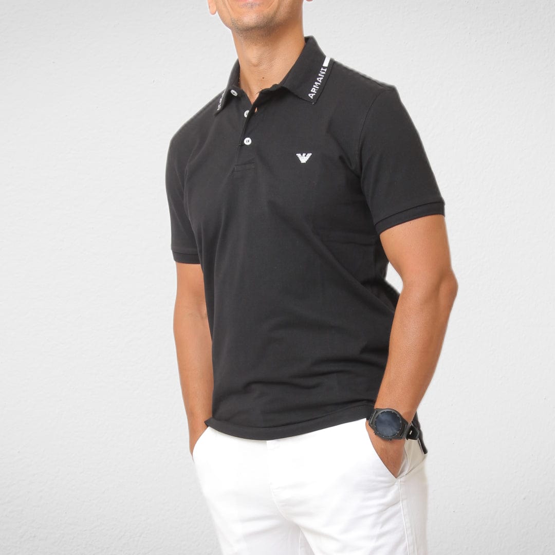Men Summer 23 Men T-Shirt Men New Polo - Cotton Slim Fit - Black