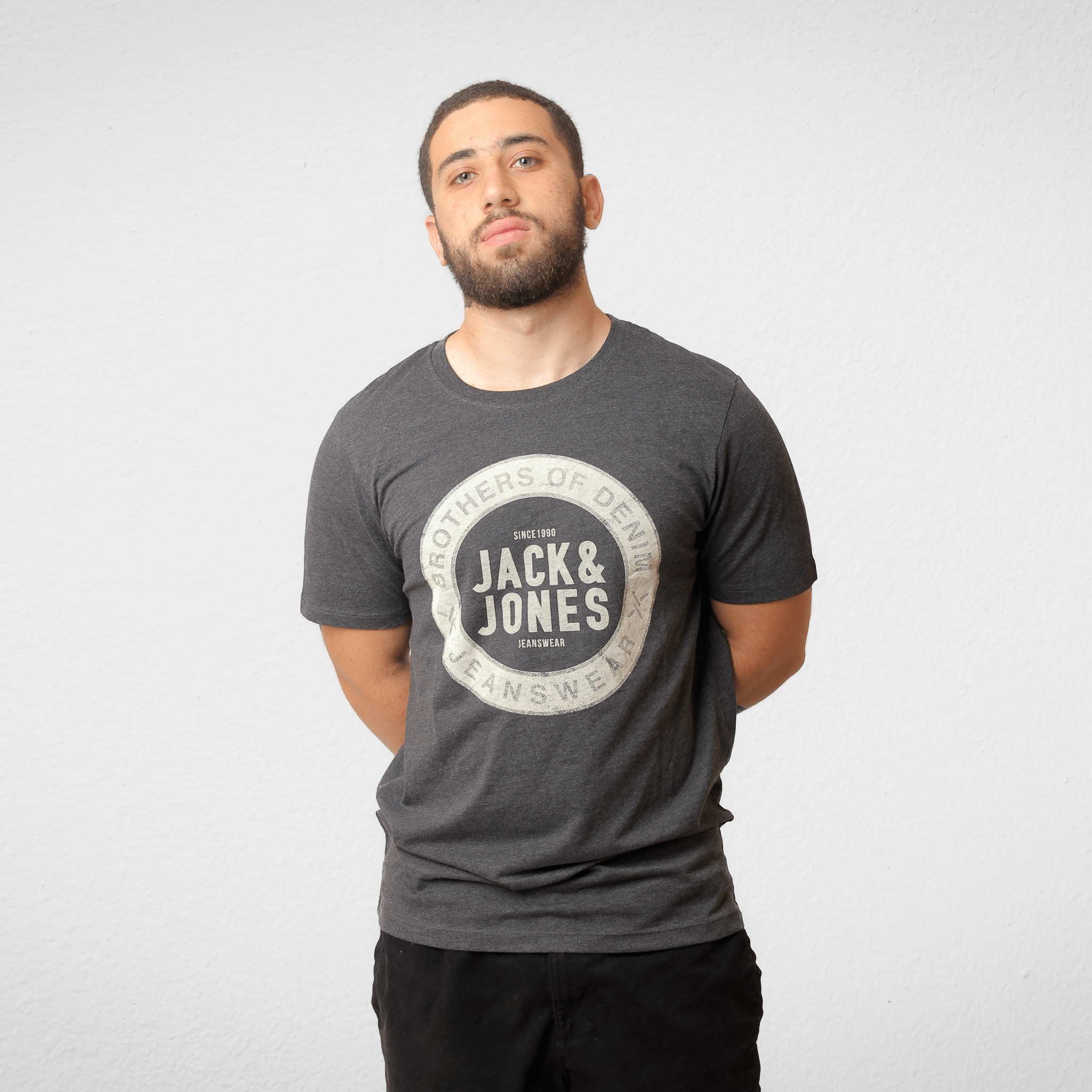 Men Summer 23 Men T-Shirt Men T-shirt - J&J - Grey x Beige (Round Logo)