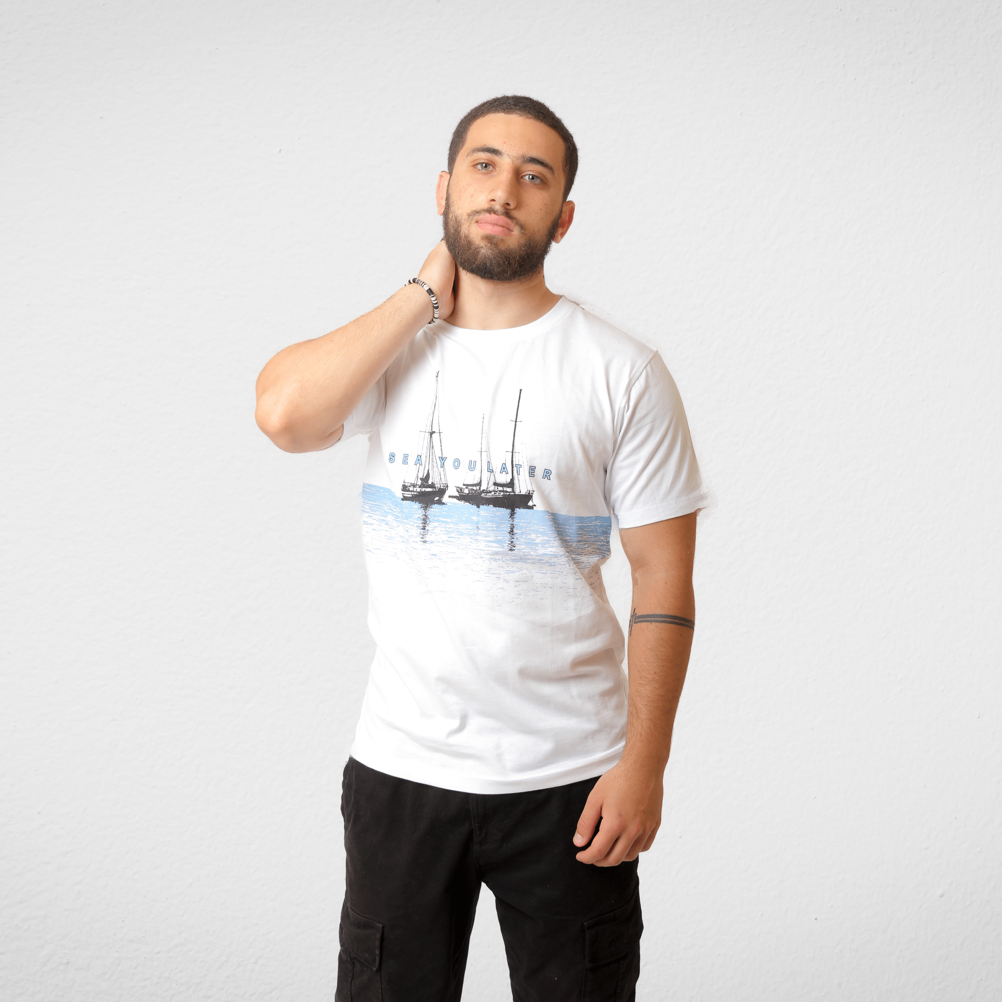 Men Summer 23 Men T-Shirt Men T-shirt - LCW- White (Boat See you later)