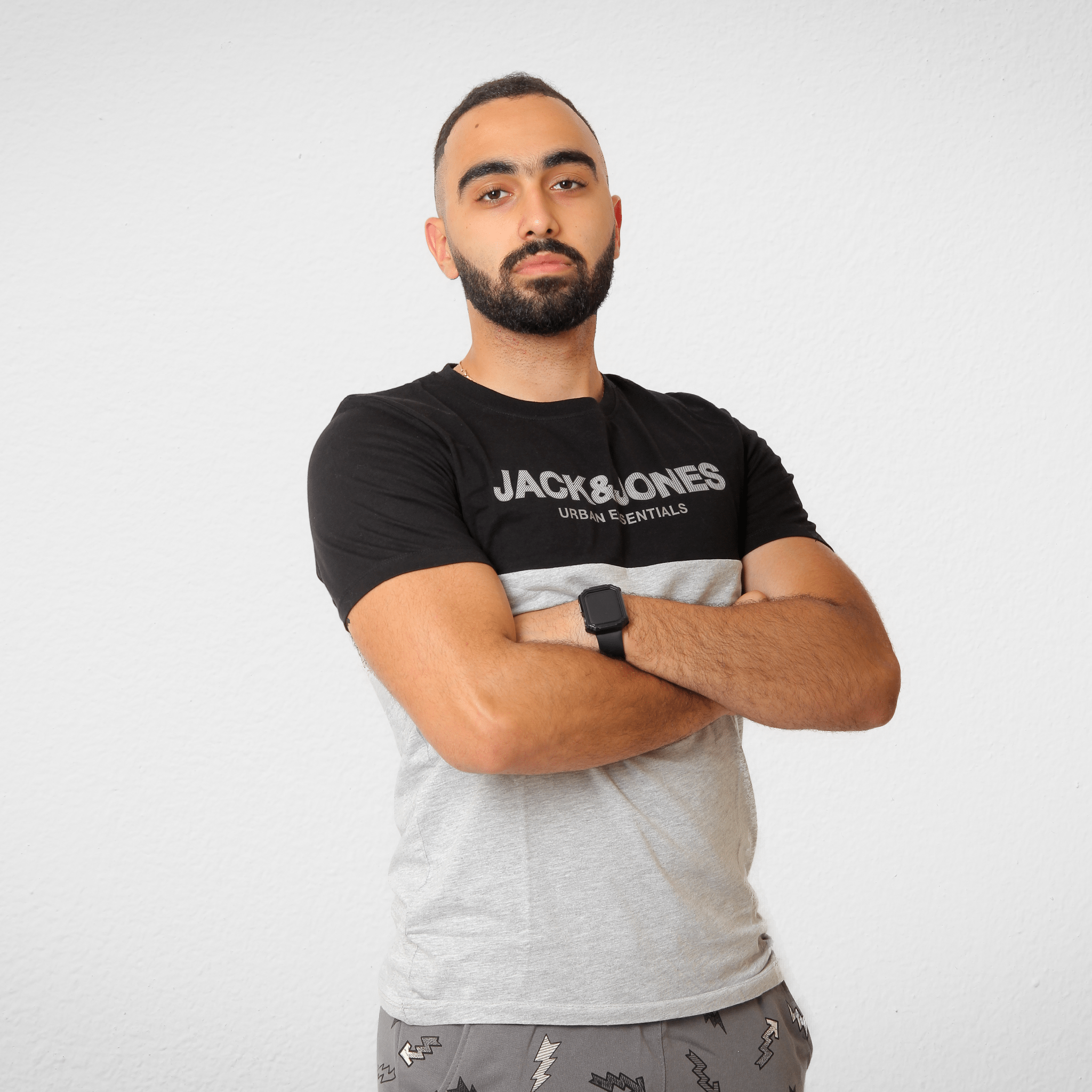 Men Summer 23 Men T-Shirt Men Tshirt - J&J - Black x Grey