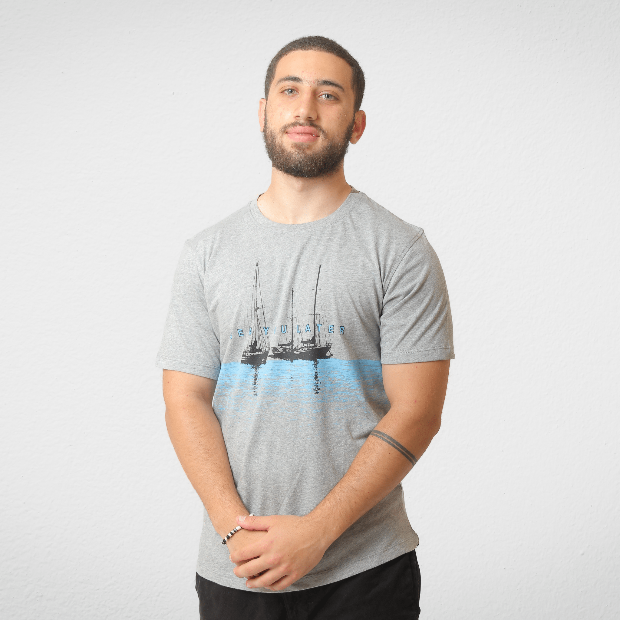 Men Summer 23 Men T-Shirt Men Tshirt - LCW- Grey (Boat See you later)