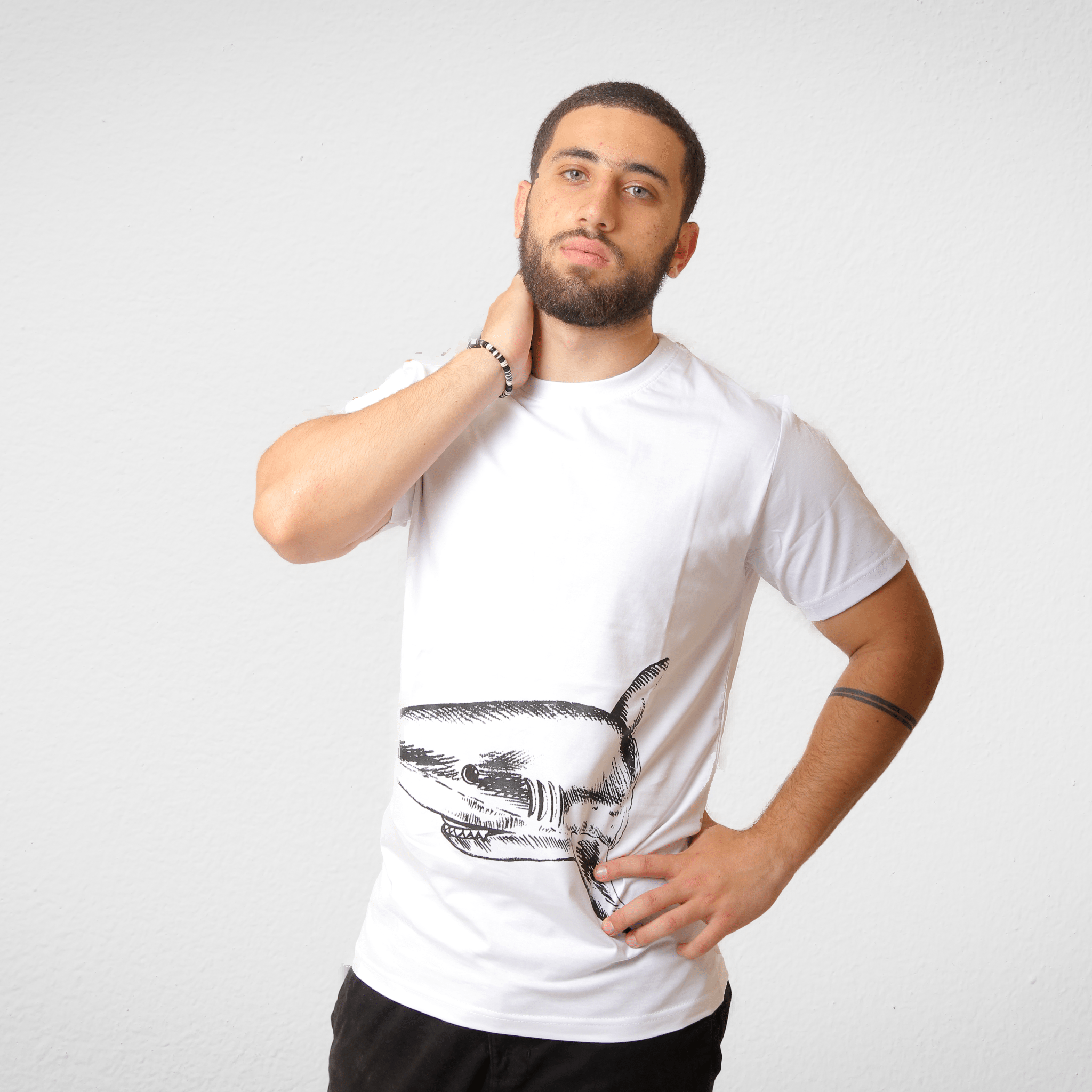 Men Summer 23 Summer Sale 23 Men Tshirt - "Shark" - White
