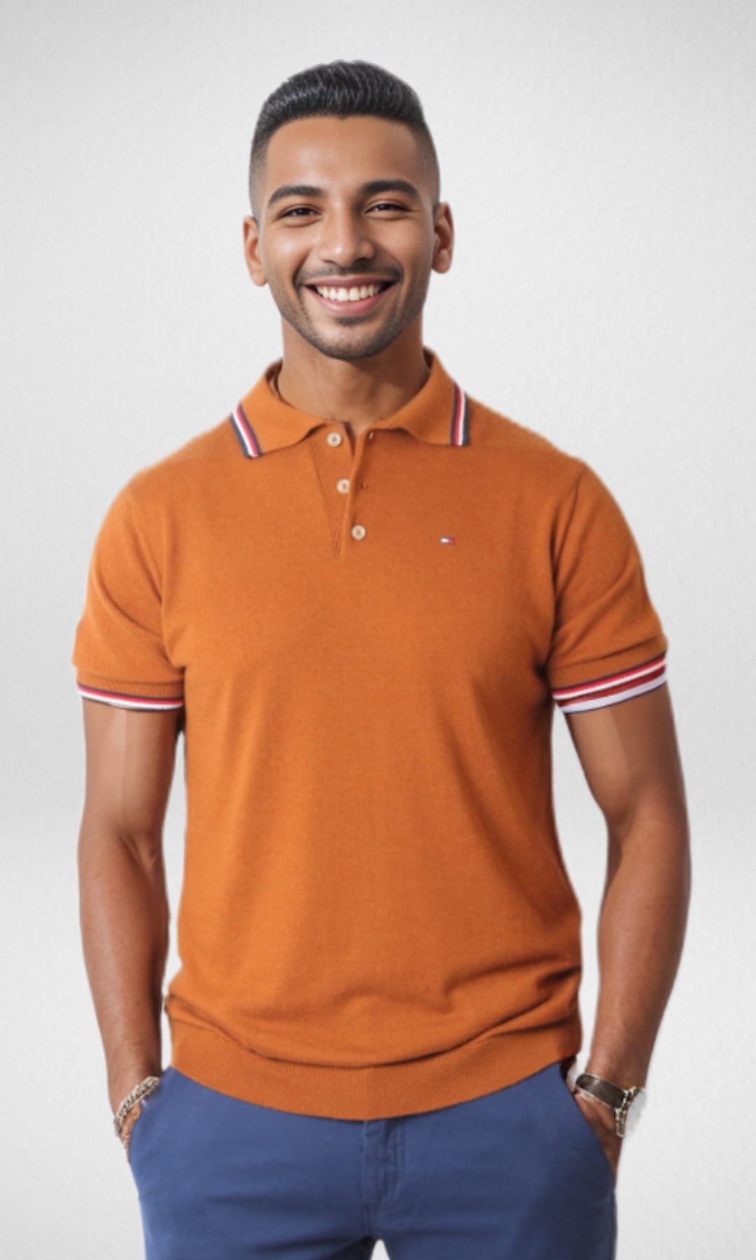 Men Summer 23 Summer Sale 23 New Men Polo TH - 100% Cotton - Cafe Brown