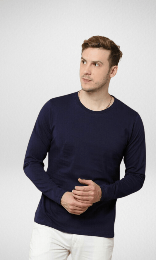 Men Winter 24 Men Pullover Mavi Basic Long Sleeve T-shirt (Dark Blue)