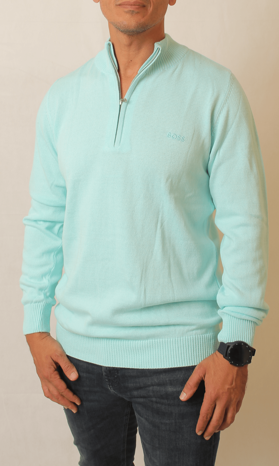 Men Winter 24 Men Pullover Men Boss Half Zipper - Mint