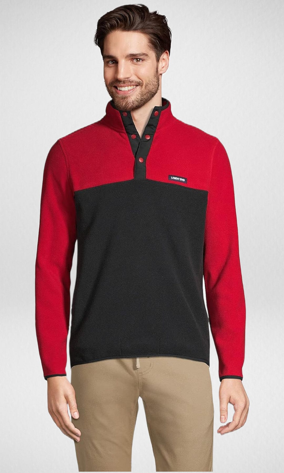 Lands end men's fleece pullover hot sale