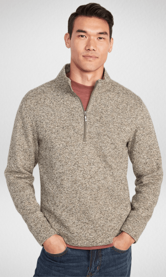 Men Winter 24 Men Pullover (Original) Old Navy Half Zipper fleece (Brown)