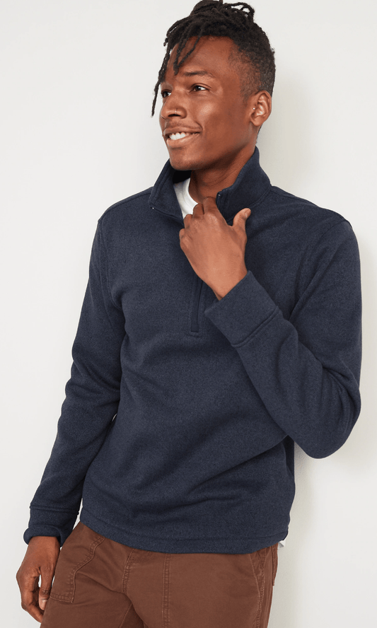 Men Winter 24 Men Pullover (Original) Old Navy Half Zipper fleece (Dark Blue)