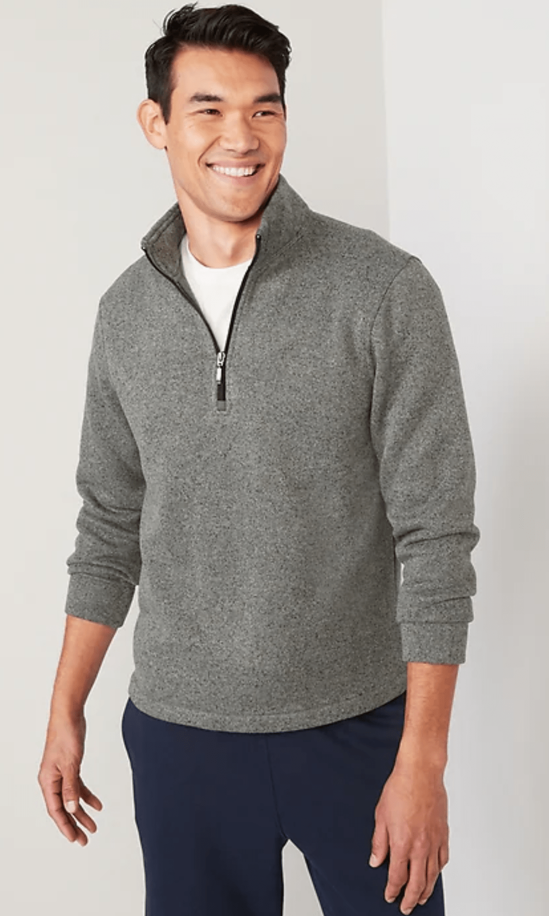 Men Winter 24 Men Pullover (Original) Old Navy Half Zipper fleece (Grey)