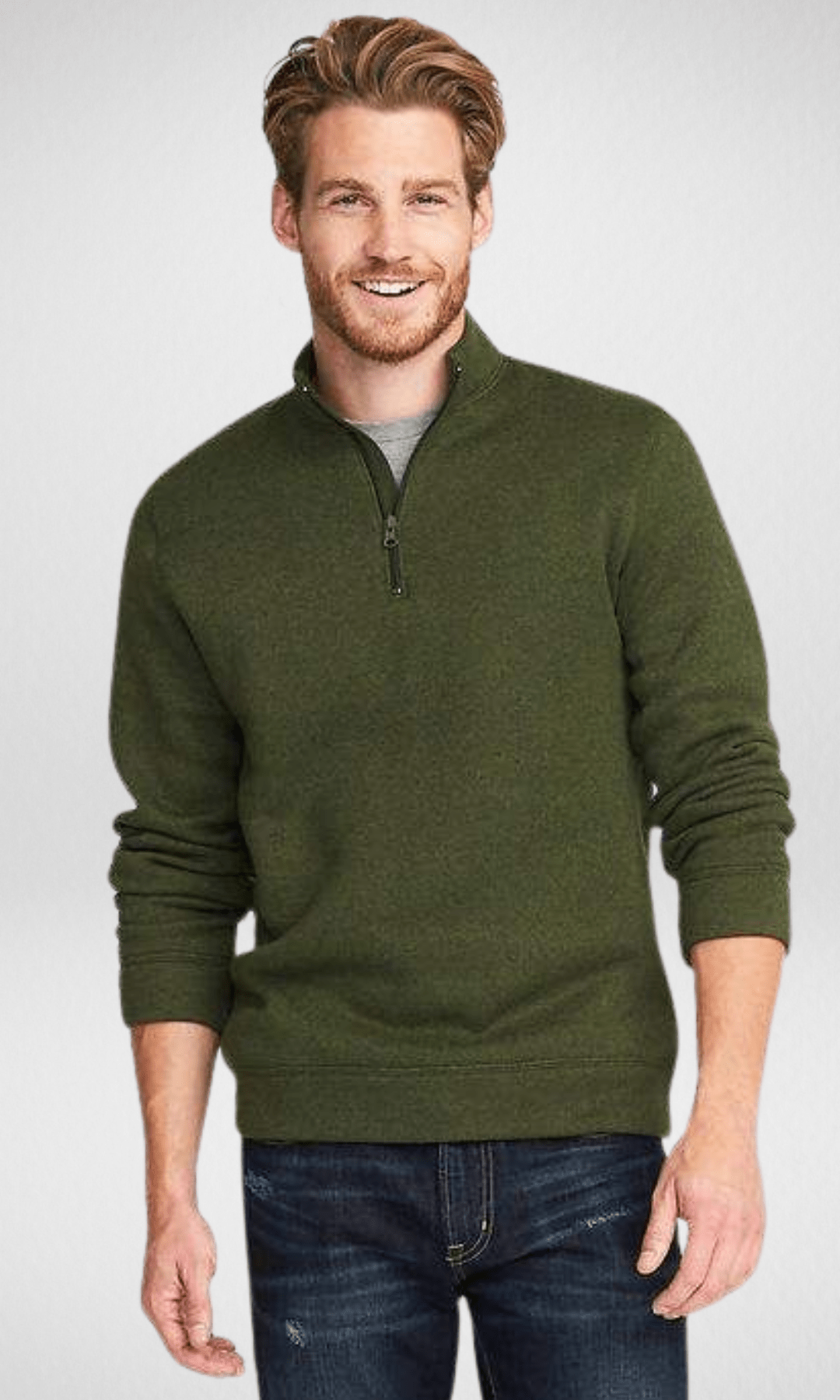 Men Winter 24 Men Pullover (Original) Old Navy Half Zipper fleece (Olive Green)