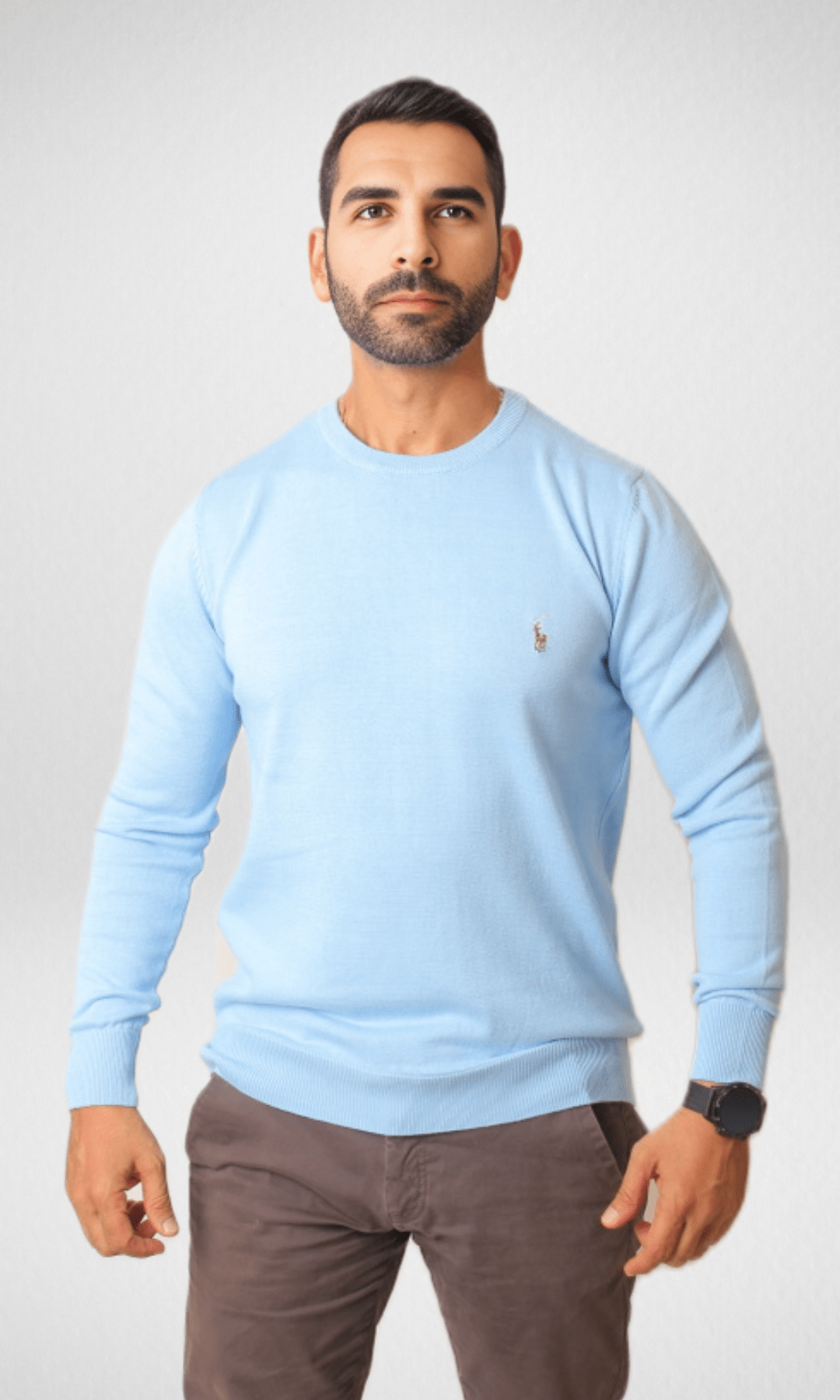 Men Winter 24 Men Pullover Polo Men Pullover 2023 -Baby blue