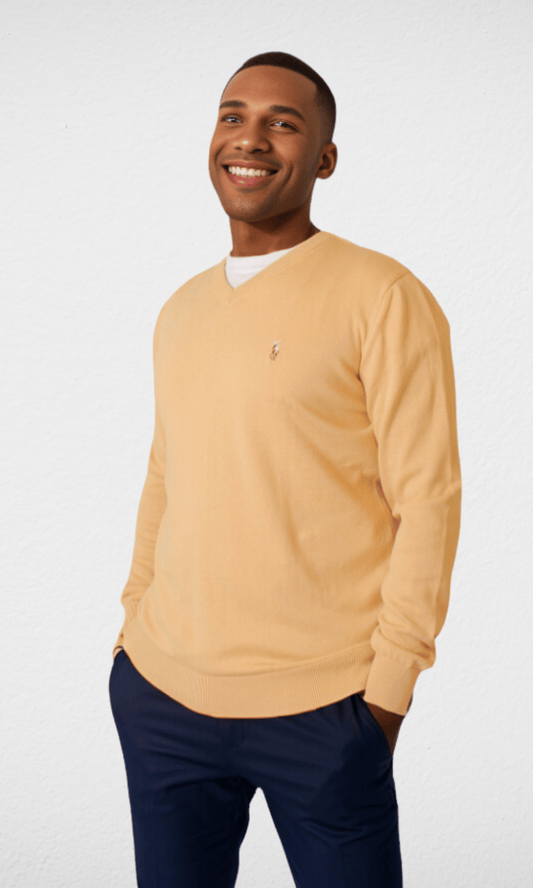 Men Winter 24 Men Pullover Polo V-Neck Pullover RL - Beige