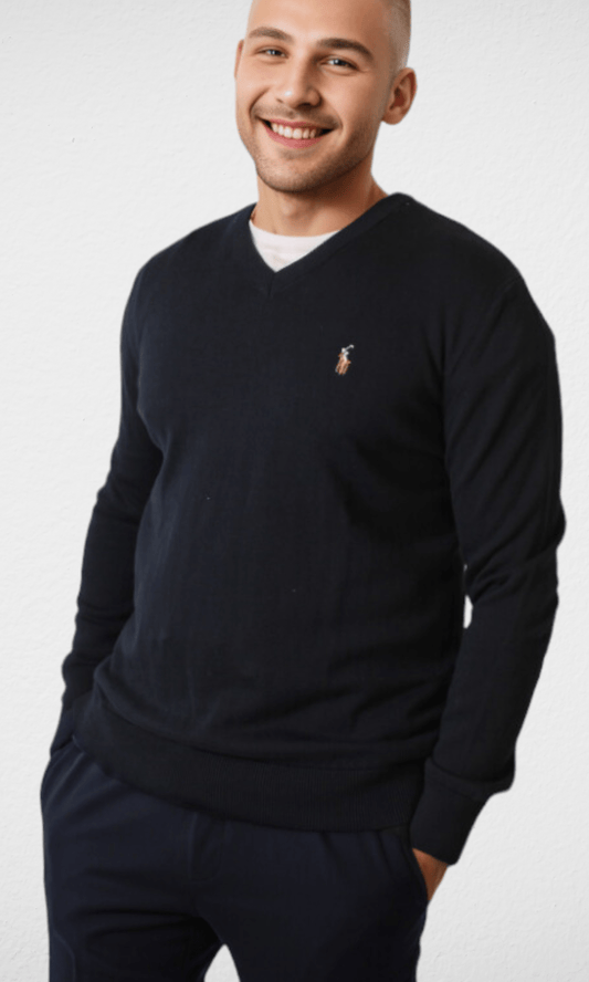 Men Winter 24 Men Pullover Polo V-Neck Pullover RL - Dark Blue