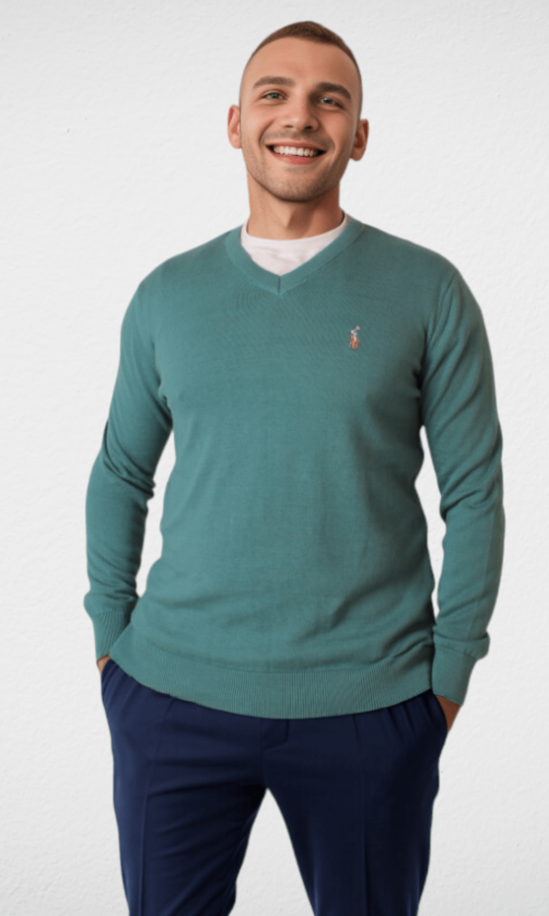 Men Winter 24 Men Pullover Polo V-Neck Pullover RL - Green