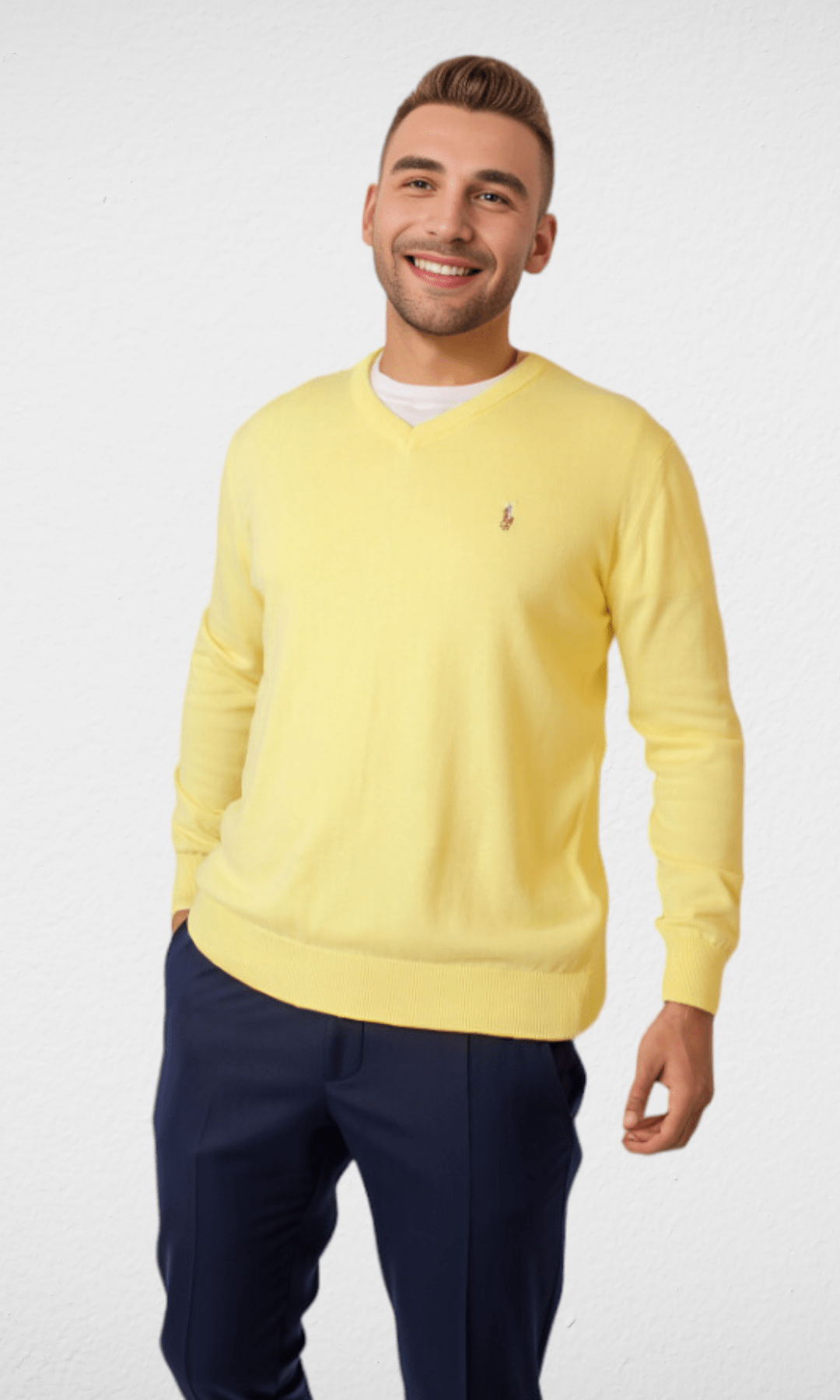 Men Winter 24 Men Pullover Polo V-Neck Pullover RL - Yellow