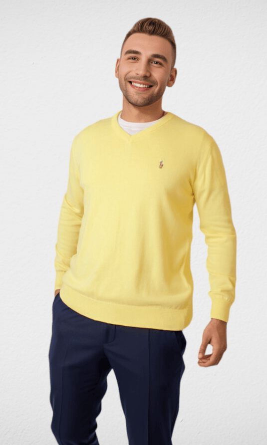 Men Winter 24 Men Pullover Polo V-Neck Pullover RL - Yellow