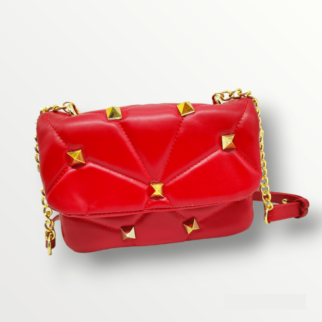 Outlet W&B Bags Women Bag - Golden - Capitone- Red