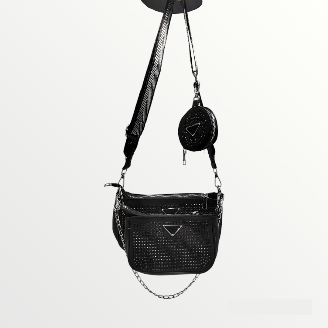 Outlet W&B Bags Women Bag -Snake Leather - Black