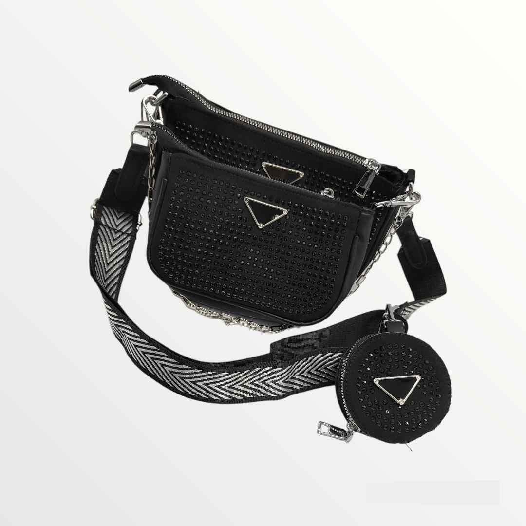 Outlet W&B Bags Women Bag -Snake Leather - Black