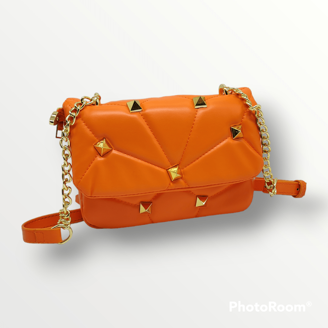 Outlet W&B Elegant Bags Women Bag - Golden - Capitone- Orange