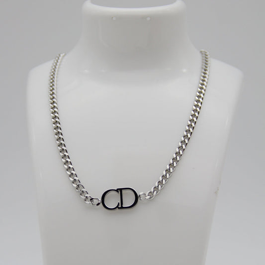 Outlet W&B Female Necklaces CD Silvered Stainless Steel Necklace