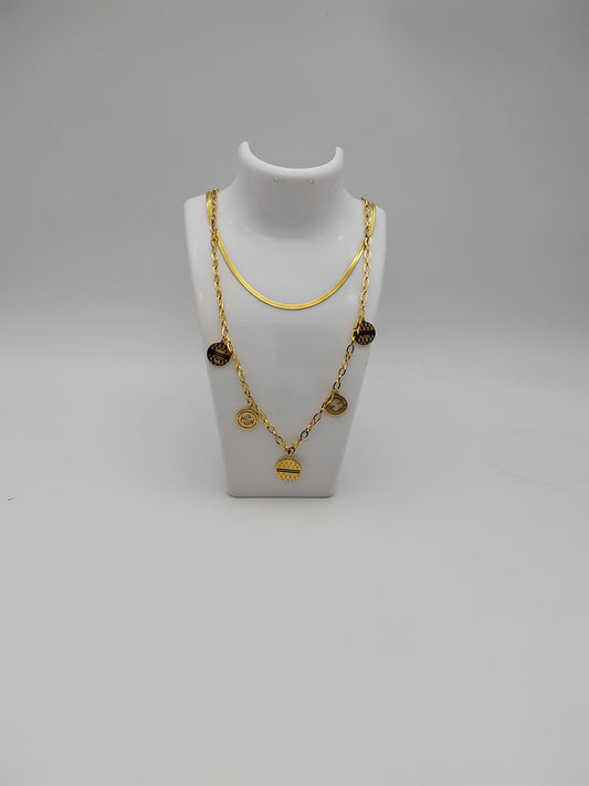 Outlet W&B Female Necklaces Double Stainless Steel Necklace With Gucci Circles (Golden)