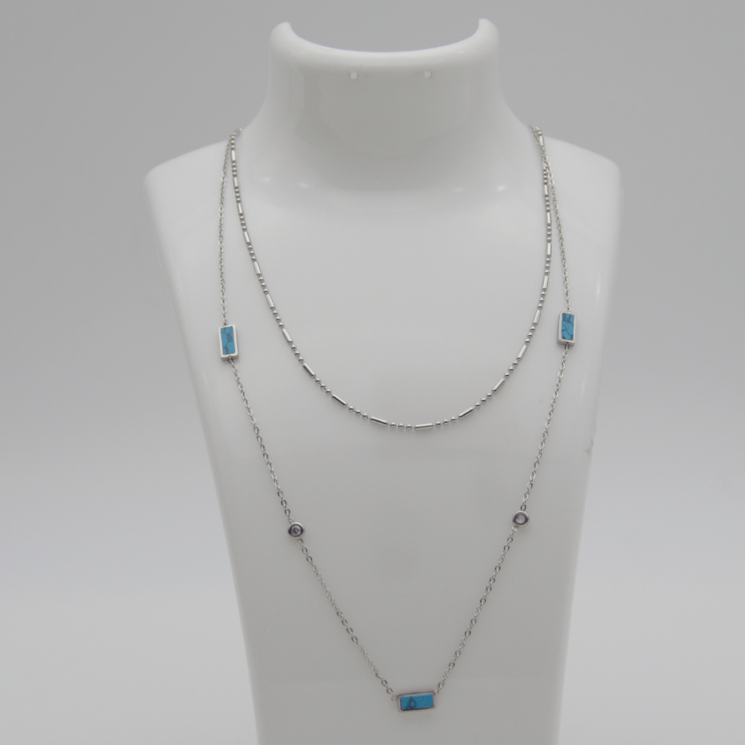 Outlet W&B Female Necklaces New Blue - Long Silver- Necklace