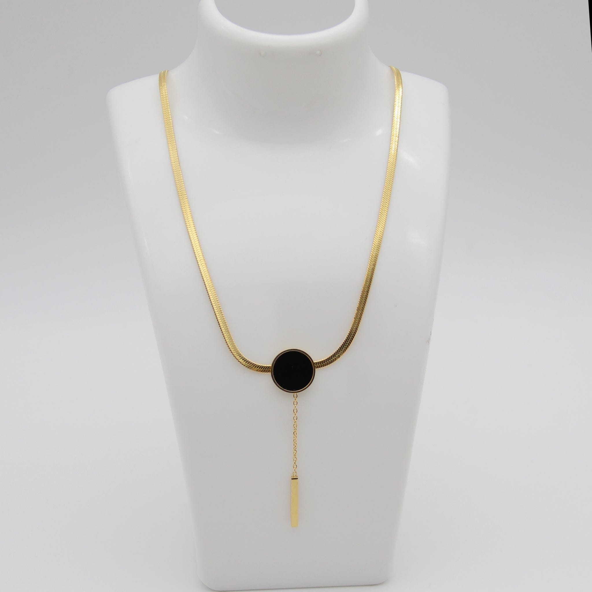 Outlet W&B Female Necklaces Pharaonic Black Circle Golden Stainless Steel Necklace