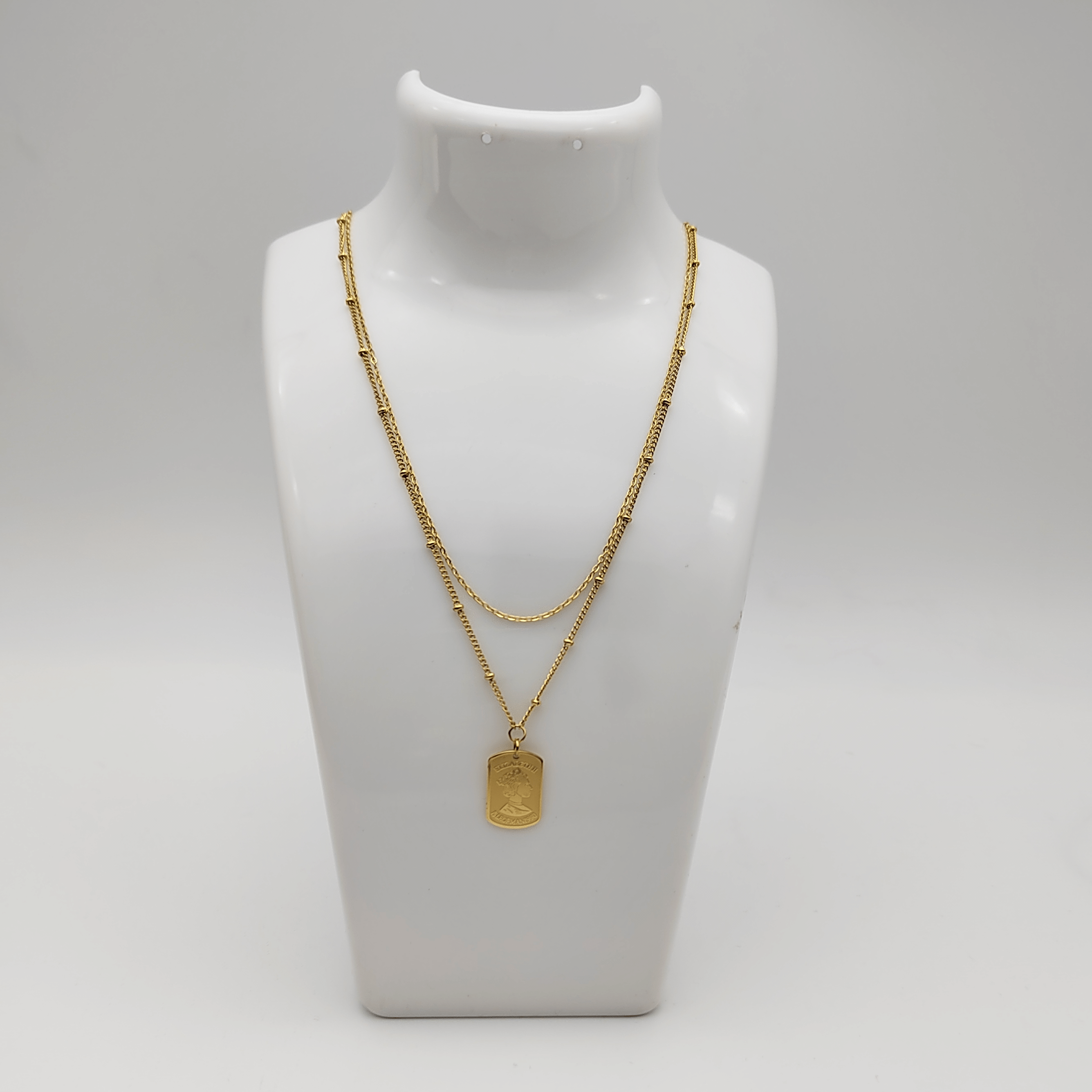 Outlet W&B Female Necklaces Queen Golden Double Stainless Steel Necklace
