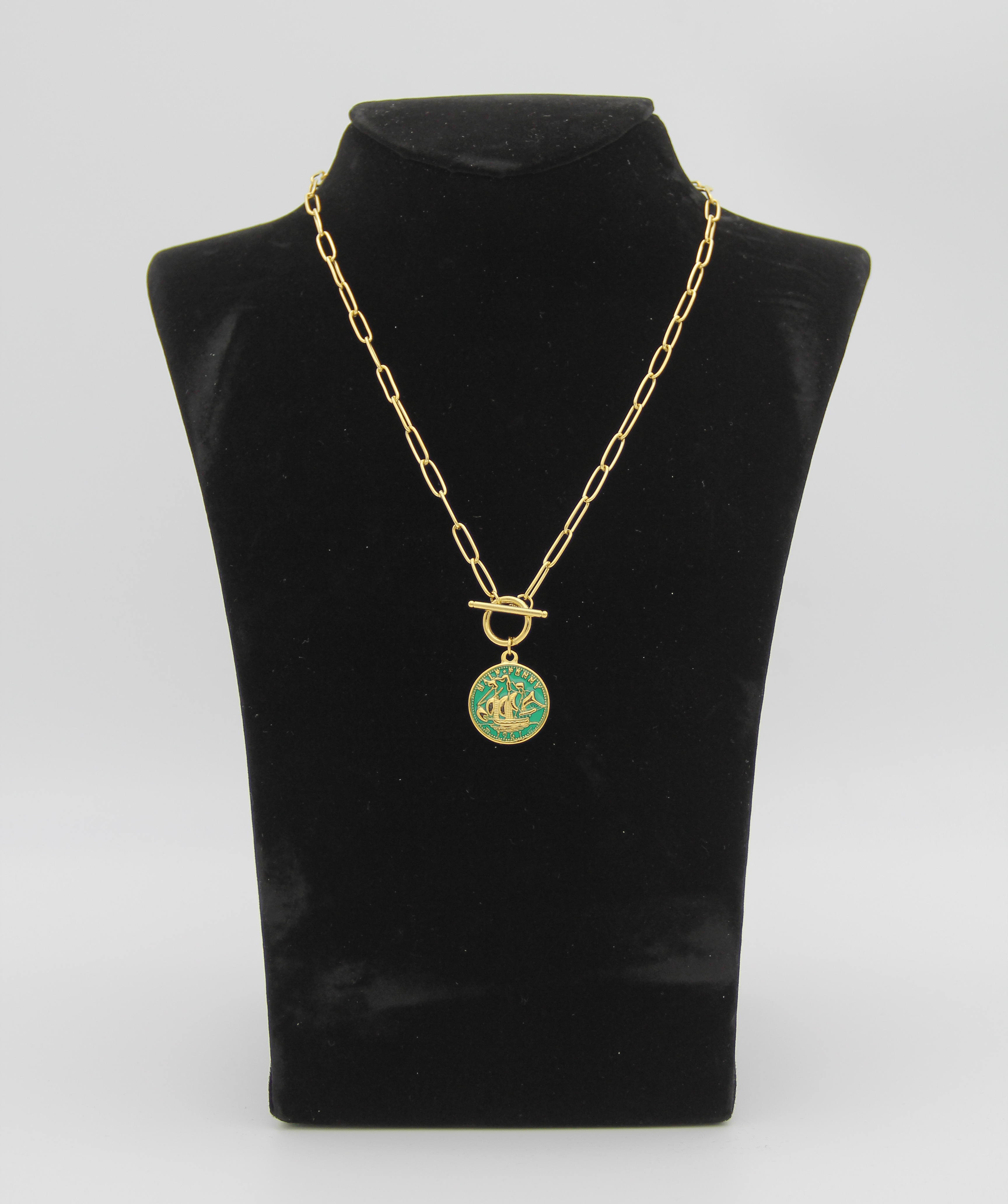Outlet W&B Female Necklaces Short - Half Penny Pendant - Royal