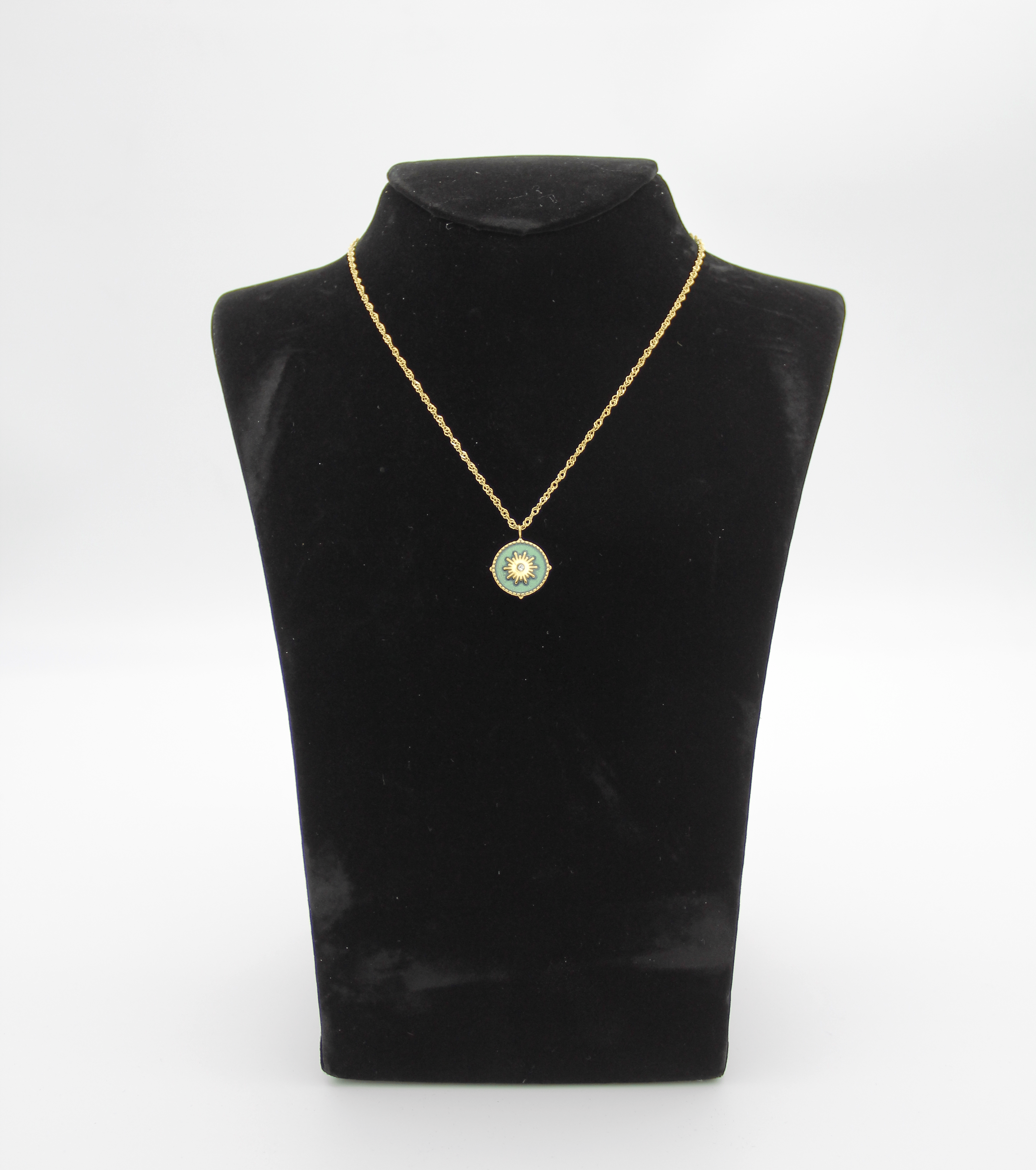 Outlet W&B Female Necklaces Short - Sun Pendant - Green