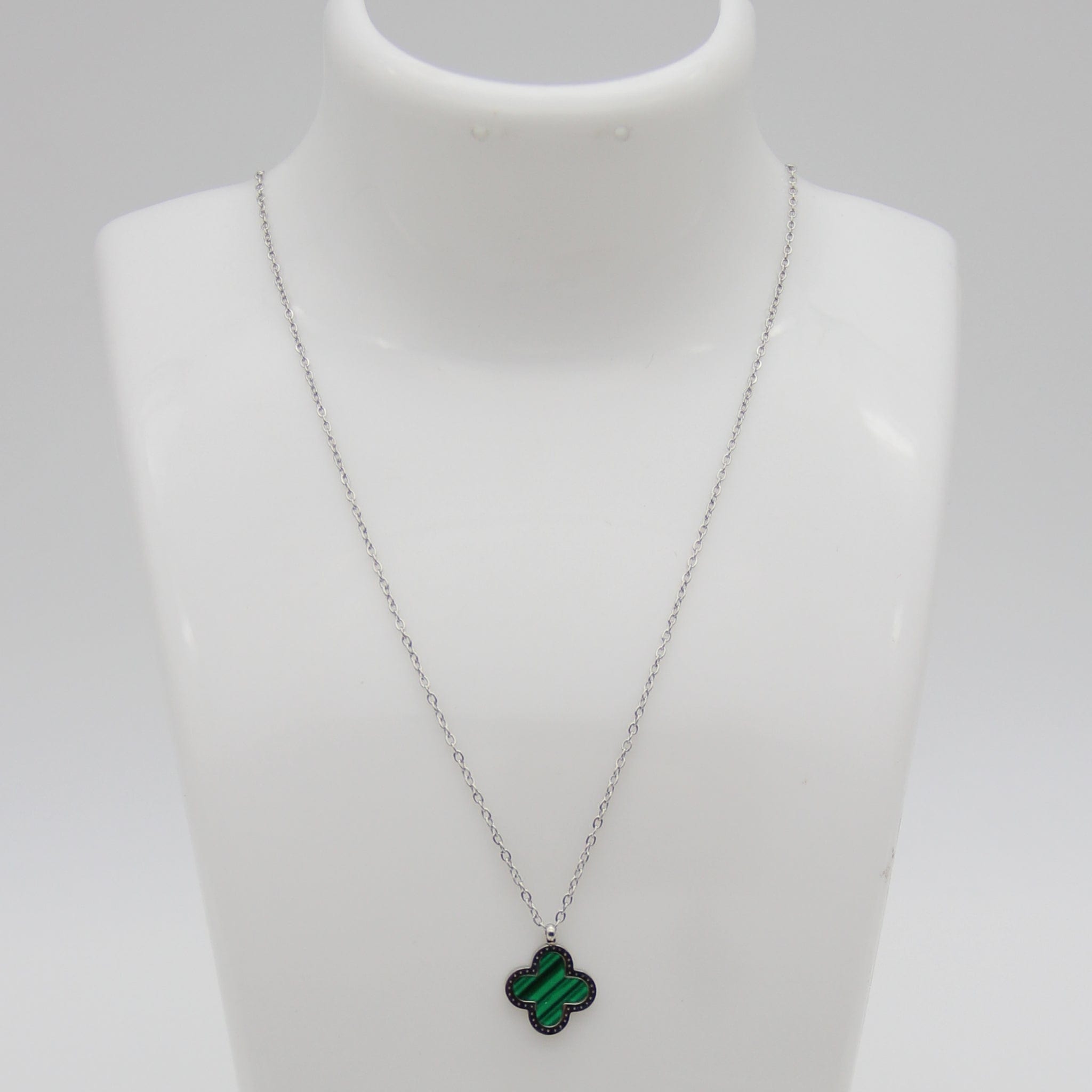 Outlet W&B Female Necklaces Silvered Green Flower Stainless Steel Necklace