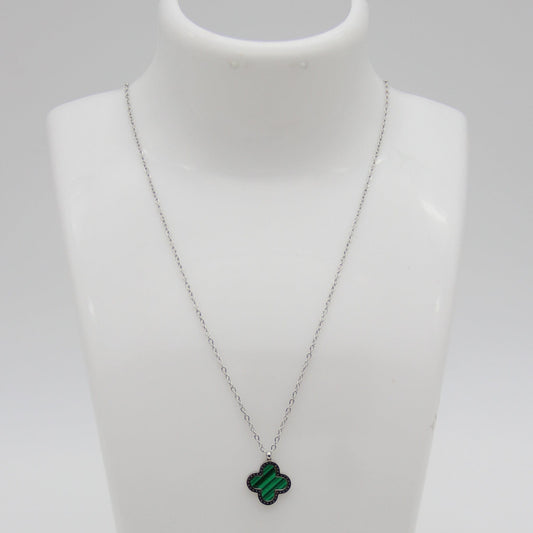 Outlet W&B Female Necklaces Silvered Green Flower Stainless Steel Necklace