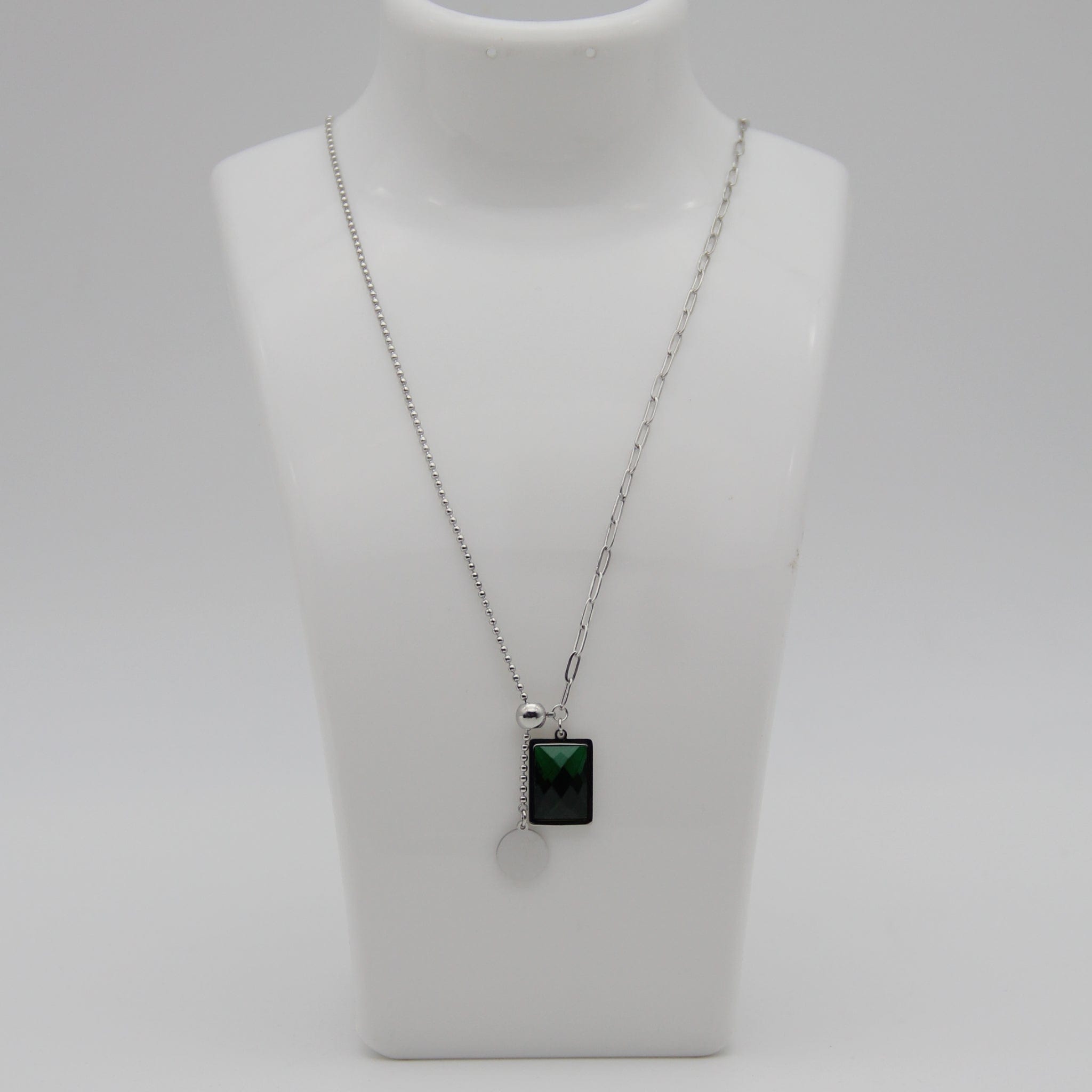 Outlet W&B Female Necklaces Stainless Steel Necklace With Green Stone