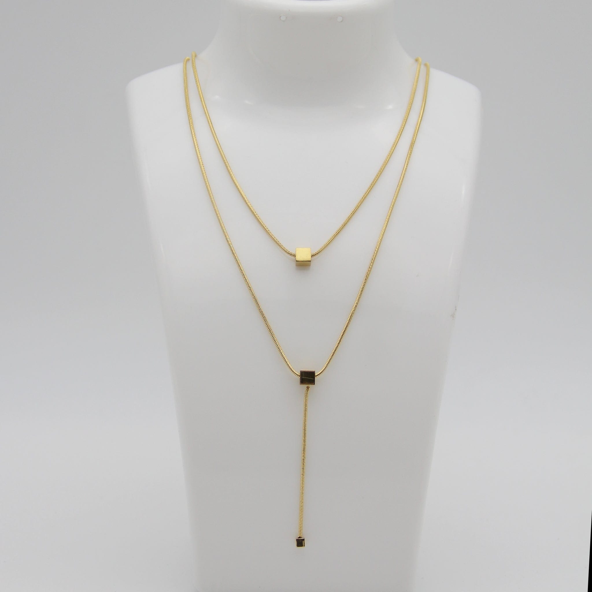 Outlet W&B Female Necklaces Three Rectangle Golden Stainless Steel Necklace