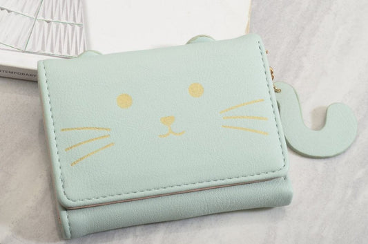 Outlet W&B Wallet Baby Blue Leather Cat Women Wallet