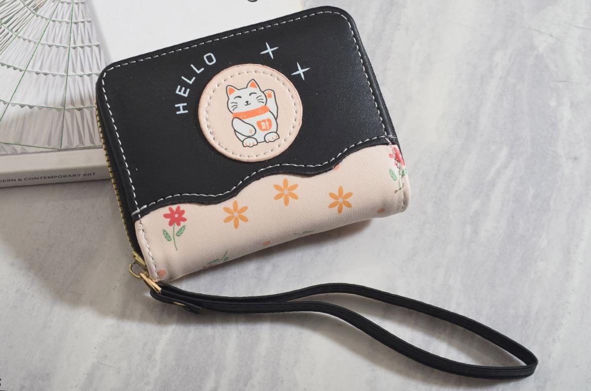 Outlet W&B Wallet Black Girls Roses & Bear Wallet
