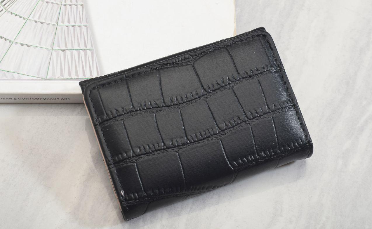 Outlet W&B Wallet Black Leather Cross Women Wallet