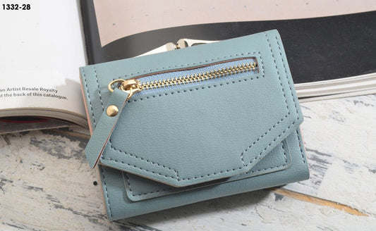 Outlet W&B Wallet Blue Leather & Metal Women Wallet