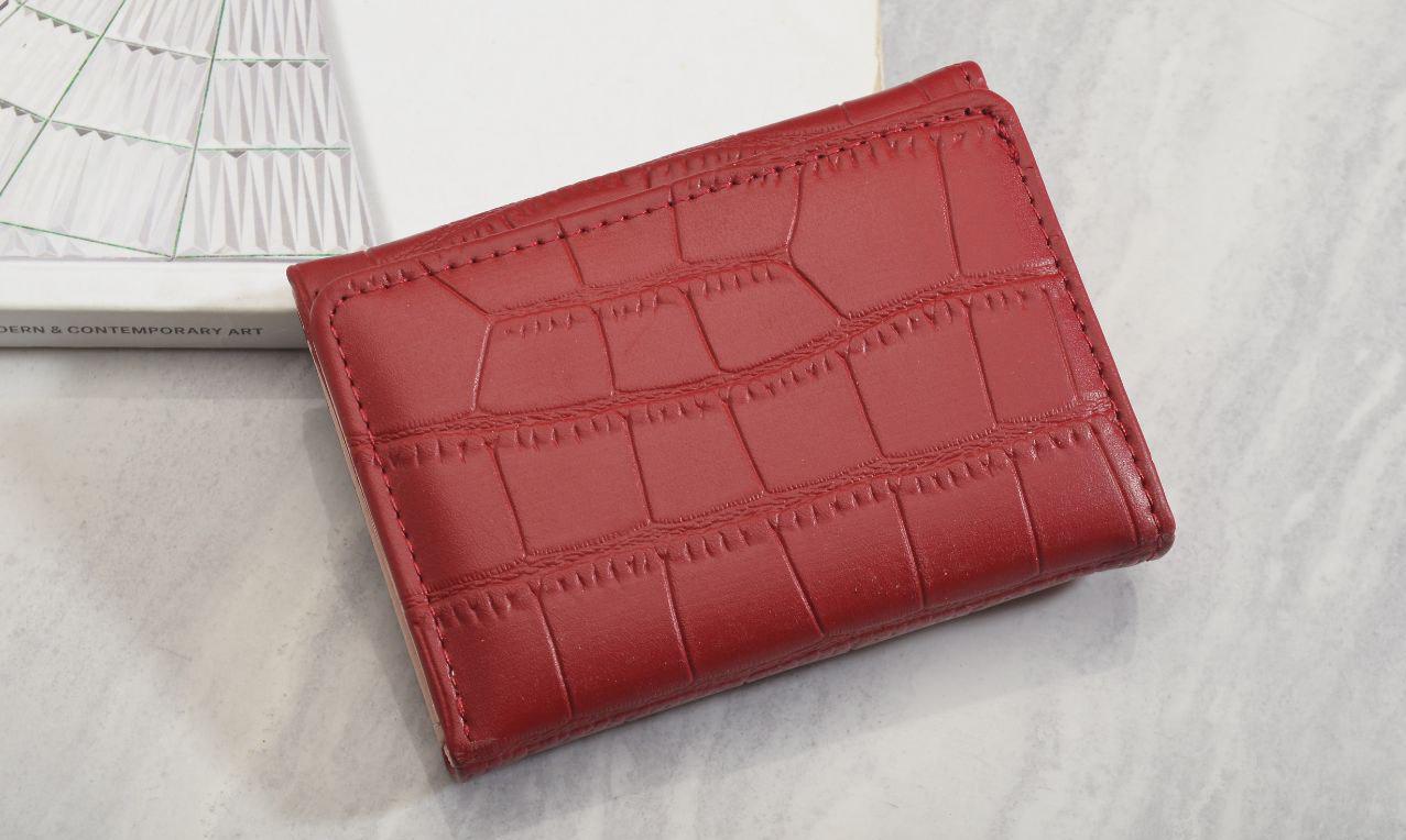 Outlet W&B Wallet Burgundy Leather Cross Women Wallet