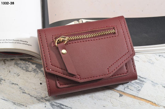 Outlet W&B Wallet Burgundy Leather & Metal Women Wallet