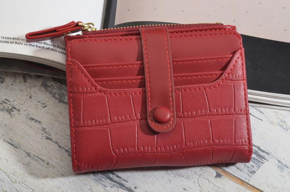 Outlet W&B Wallet Burgundy Side Capsule Leather Women Wallet